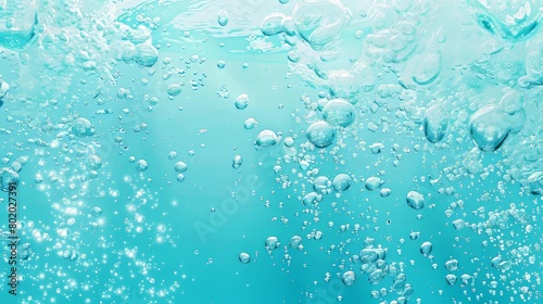 Fizzing water bubbles, carbonated drink, undersea abstract background, transparent water with fizzing moisture drops.