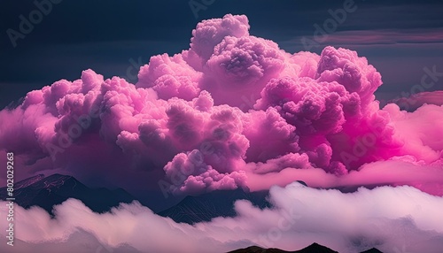 ai generative of beautiful pink clouds in the middle of the sky that looked scary