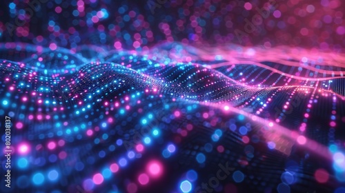 Abstract Background of Binary Code and AI Algorithms. Technology and Innovation Concept in Blue and Purple Shades.4k wallpaper, HD background image