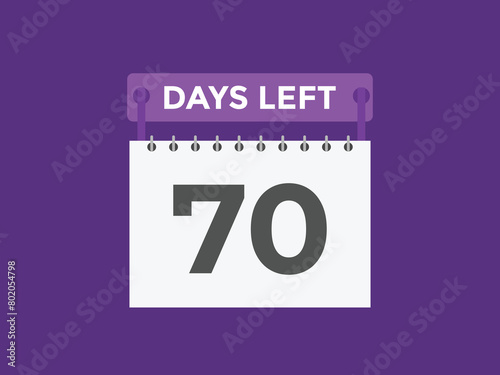 70 days to go countdown template. 70 day Countdown left days banner design. 70 Days left countdown timer