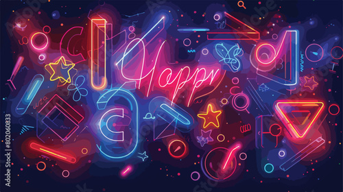 happy tuesday fonts neon lights Vectot style vector