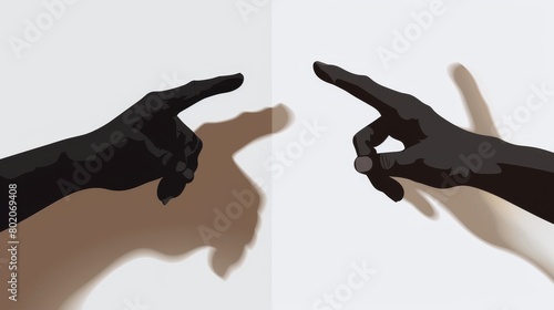 Isolated shadow hand with ok and pointing gestures on transparent background. Person showing okay and pointing gestures on wall.