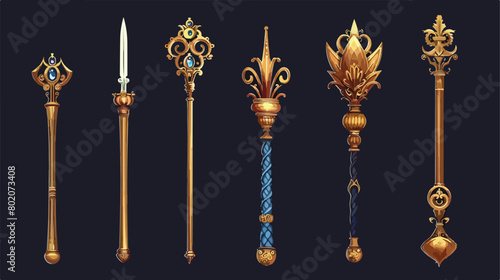 King scepter design Royal power wand insignia gold