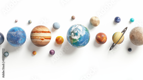 Background image with planets on white background
