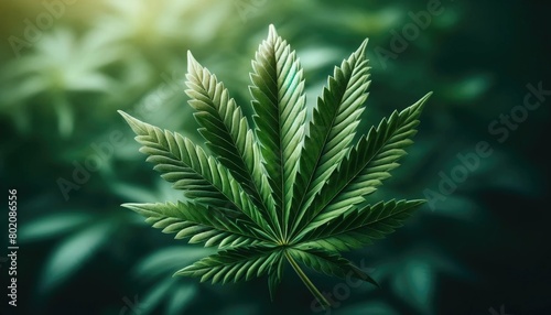 A close-up image of a marijuana cannabis leaf.