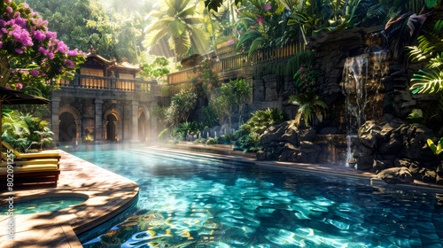Exotic Swimming Pool Amidst Bali's Scenic Landscape 