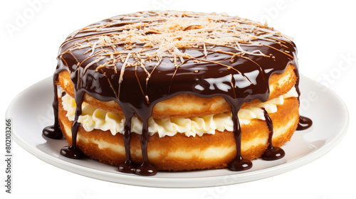 Delicious Boston Cream Treat Isolated on Transparent Background PNG