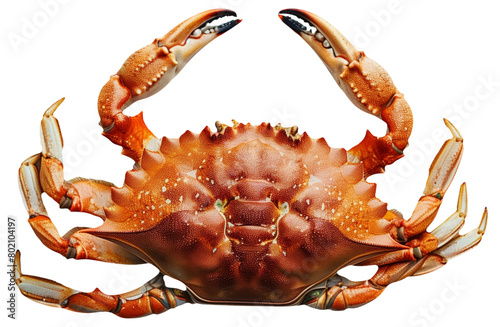 A vibrant orange crab displayed on a light blue background, emphasizing its detailed texture.