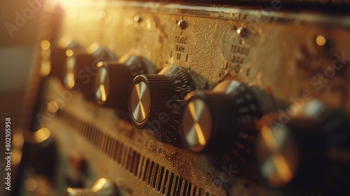 A picturesque view of a vintage amplifier, its knobs and dials hinting at the power and energy of live music on Global Beatles Day.