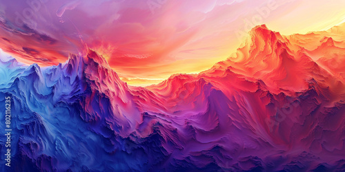 Marvel at the dynamic energy of a sunrise gradient vista, where vibrant pigments merge with deeper shades, creating a visual symphony that resonates with emotion and expression.