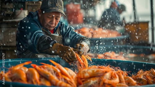 A mesmerizing real-world photograph showcasing the sophistication of seafood processing methods while maintaining natural integrity