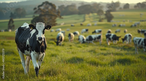 lush pastures and idyllic setting where dairy cattle are raised, highlighting the naturalness of the farm landscape