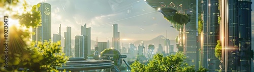 A beautiful establishing shot of a futuristic city