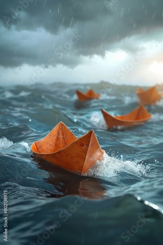 Leadership traits for tough times in 3D, navigating through a storm.