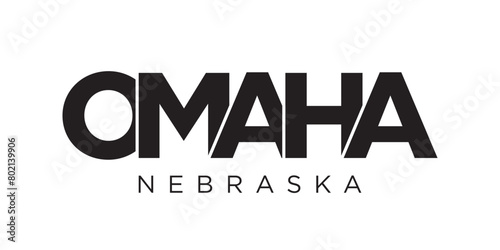 Omaha, Nebraska, USA typography slogan design. America logo with graphic city lettering for print and web.