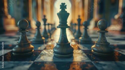 A serene image of a chess board, its intricate pattern and carefully positioned pieces representing the strategic elegance of the game on International Chess Day.