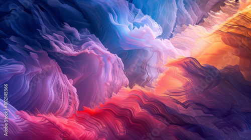 Immerse yourself in the dynamic interplay of colors, converging to form a vibrant gradient wave.