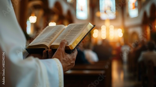 Open the book and read from the holy scriptures. Monks give advice, faith, and hope to the people.