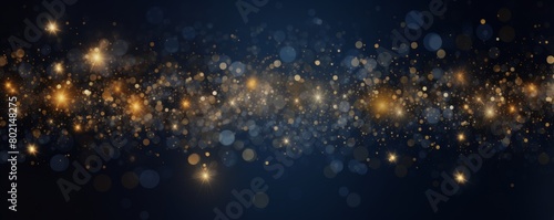 The image shows a dark blue background with a lot of golden and orange glittering stars. It is a very beautiful and magical background.