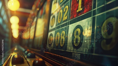 A serene scene of a bingo board displaying a winning combination of numbers, signaling a moment of joy and celebration for a lucky player on National Bingo Day.