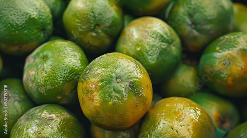 A vibrant display of ripe green sweet oranges, known for their juicy flesh and refreshing taste