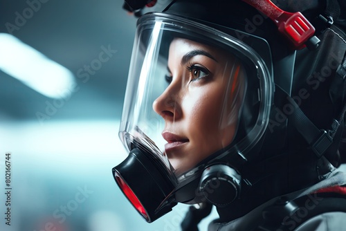 Professional woman in safety gear, manage, factory, operation, tech, industry, banner, schedule, oversight, assembly, guideline, compliance, workforce, system, robotic, production