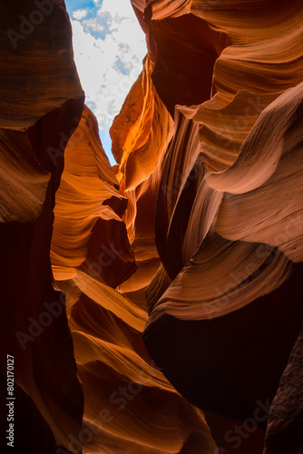 Waves of antelope canyon and sky view