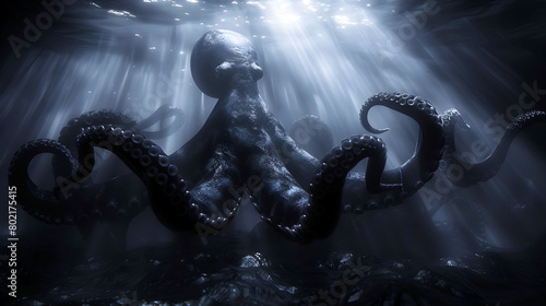 Colossal Squid Silhouettes Prowling the Inky Depths of the Abyss