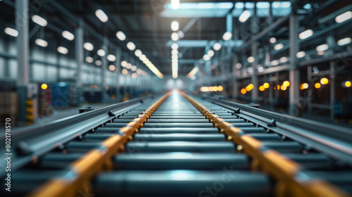 Technological advancement in the workplace, specifically the use of conveyer belts in warehouse settings to optimize efficiency and reduce the need for human labor.