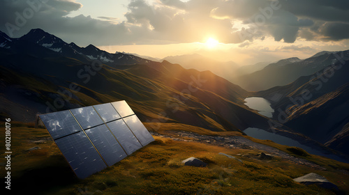 Solar panels on top of mountain