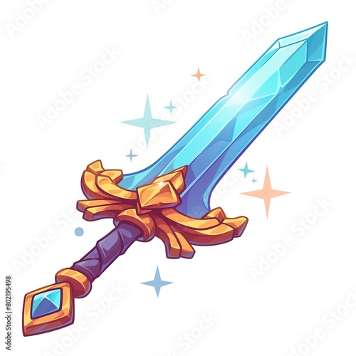 Magic sword on a white background 2D logo