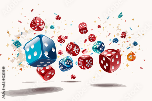 illustration dice in the air illustration