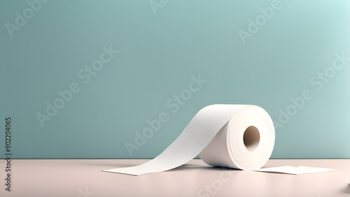 A roll of toilet paper is laying on a table