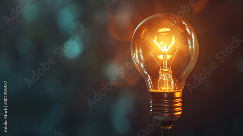 A light bulb glowing brightly against a dark background, symbolizing a new idea