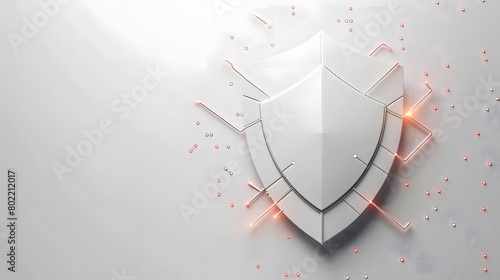 Cyber security safety shield in minimalistic style. 3d vector illustration. white background