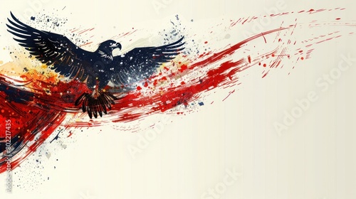 Patriotic 4th of July Poster with USA Flag and Majestic Eagle, Featuring Generative AI with Ample Copy Space