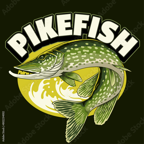 T-Shirt Design of Pike Fish Design