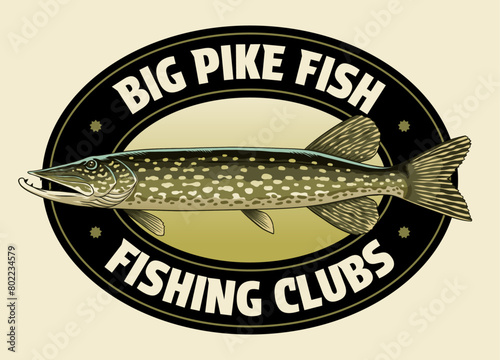 Vintage Design of Pike Fish Badge