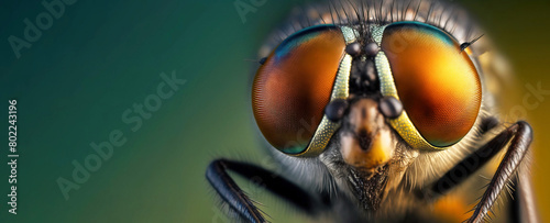 Insect fly close up, macro entomology. AI generated.