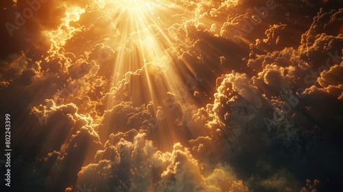 Heavenly Illumination: God's Love and Grace Shining Through in Beams of Light, Symbolizing Divine Presence and Truth