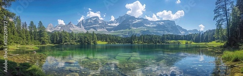 Scenic Arnisee Reservoir with Majestic Swiss Alps in Canton of Uri, Switzerland, Europe