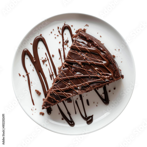 Delicious Slice of Chocolate Cake Isolated on a Transparent Background 