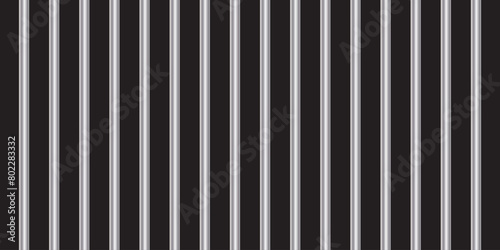 Vector illustration iron prison bars isolated on transparent background. Metal rods seamless pattern. Steel jail cell bars backdrop. Realistic prison grid background.