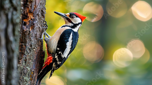 Professional photo with best angle showcasing the industrious nature of a woodpecker as it expertly taps away at a tree trunk