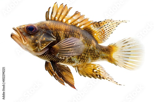 Golden cichlid fish isolated on a white background