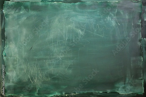 Chalk rubbed out on green chalkboard for background or texture