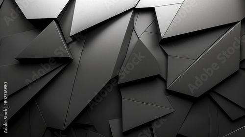 Black abstract background with geometric shapes and sharp angles.