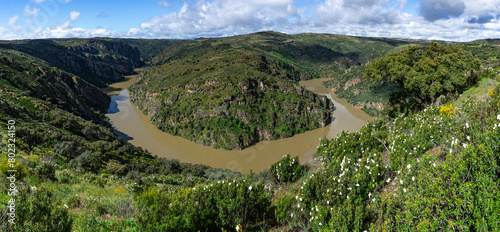 Meander of the duero river in the natural park of arribes del duero, Pinilla de Fermoselle, Zamora, Spain.