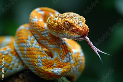 Close up of a Corn Snake (Reticulated python) on a tree