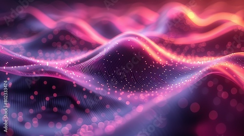 Pink and purple glowing 3D landscape with smooth waves